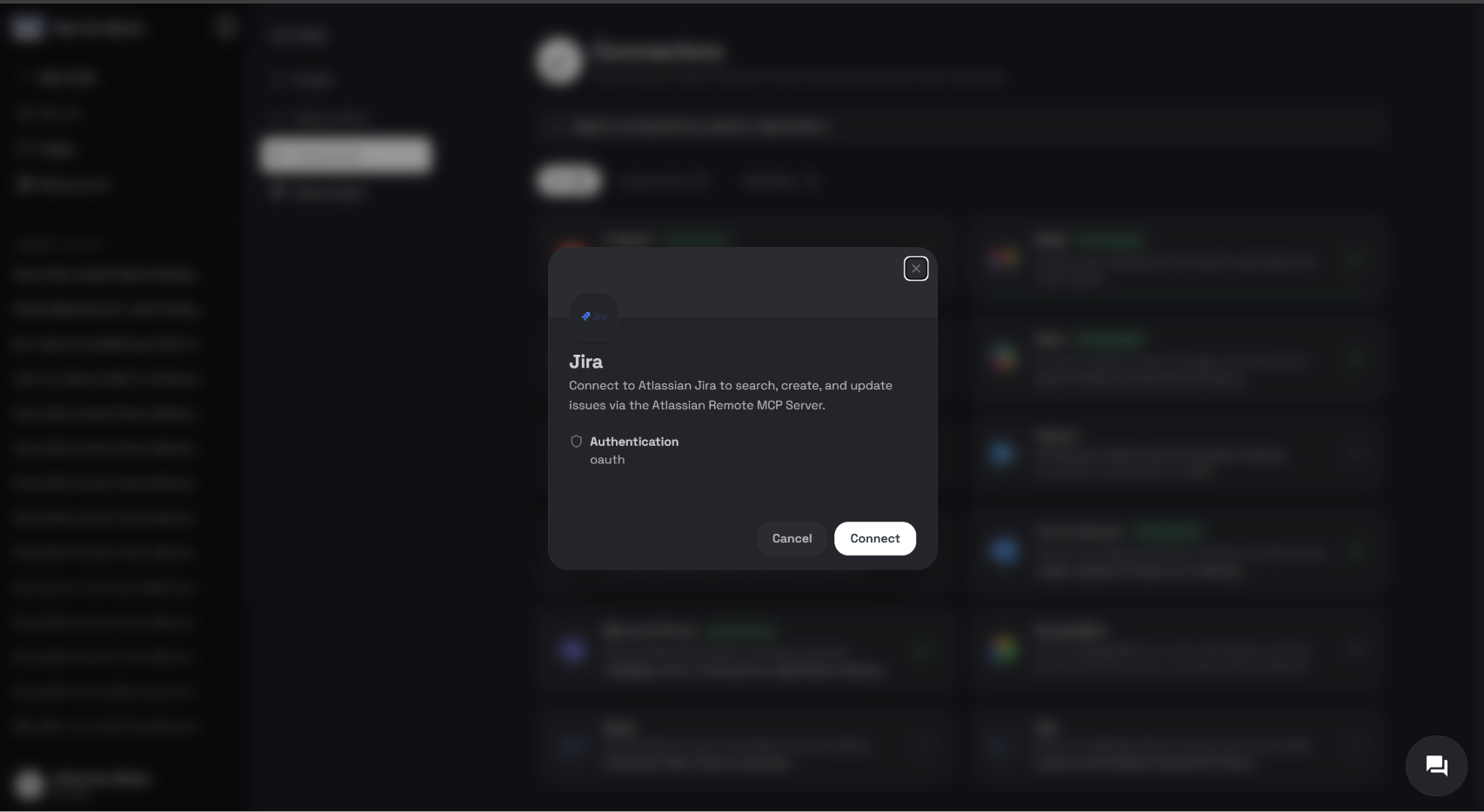 Jira connector card with a Connect button in the Ask the Genie Connectors dashboard