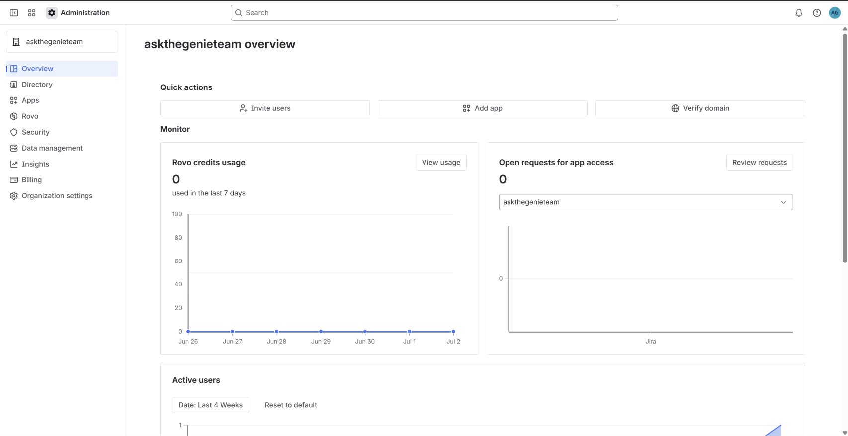 The Atlassian administration console at admin.atlassian.com